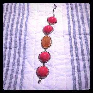 Coral clasp bracelet with druzy